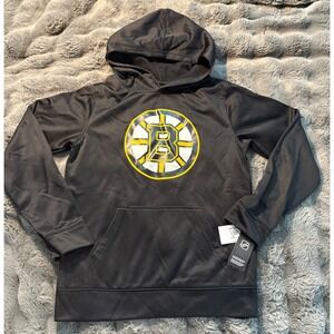 Boys Boston Bruins NHL Hockey Hoodie Youth Size L 12 14 Black Pullover
